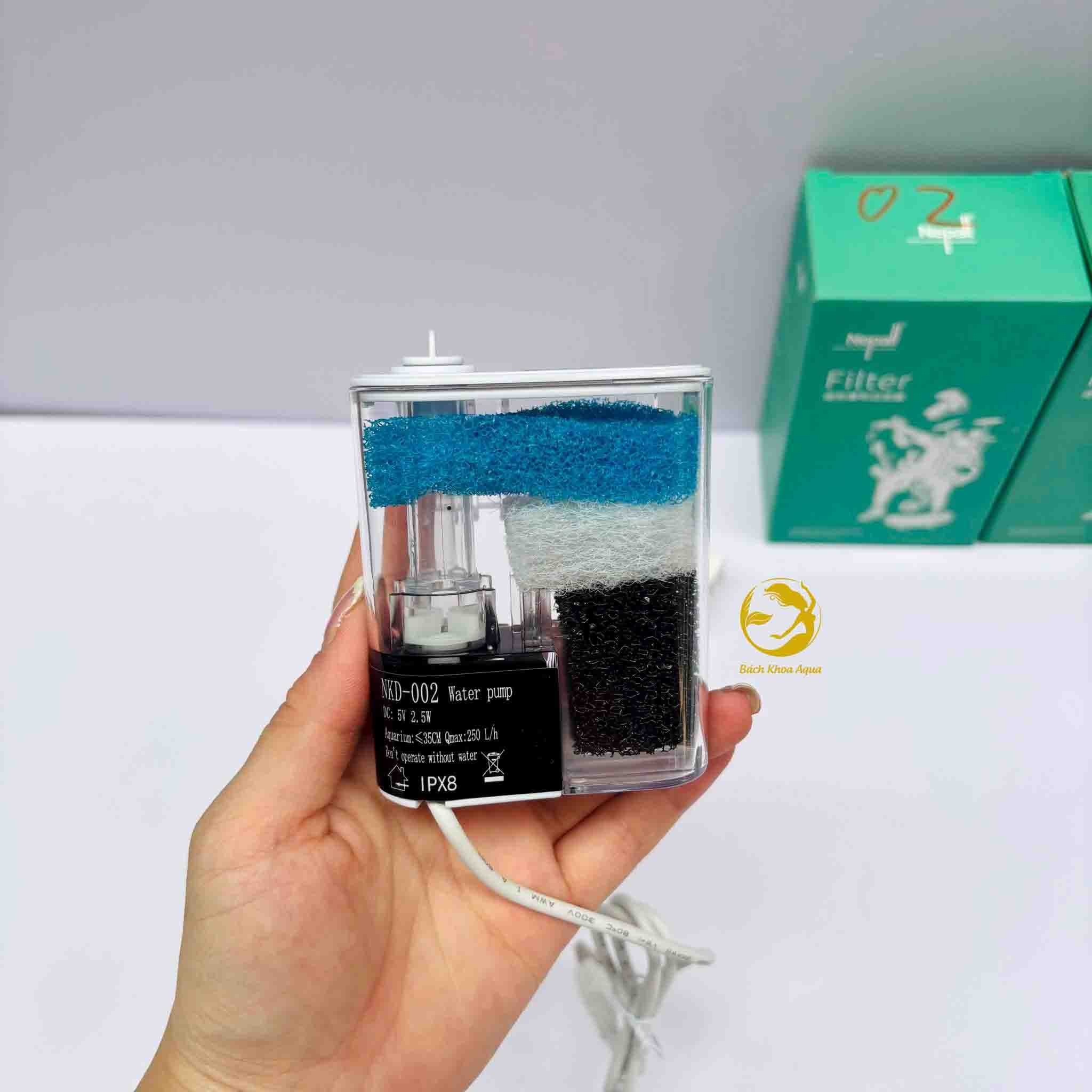Lọc thác Nepall mini USB - Điện 220V cho bể cá nhỏ